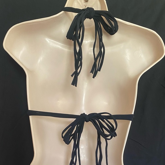 Made in the USA 2 pc black and white bikini, Sz Lg, multiple strings, NWOT - Picture 4 of 5